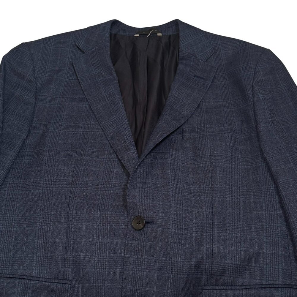 Hugo Boss Guabello Italy Dual Vent Navy Windowpane Plaid Blazer Jacket 38R - Picture 8 of 14